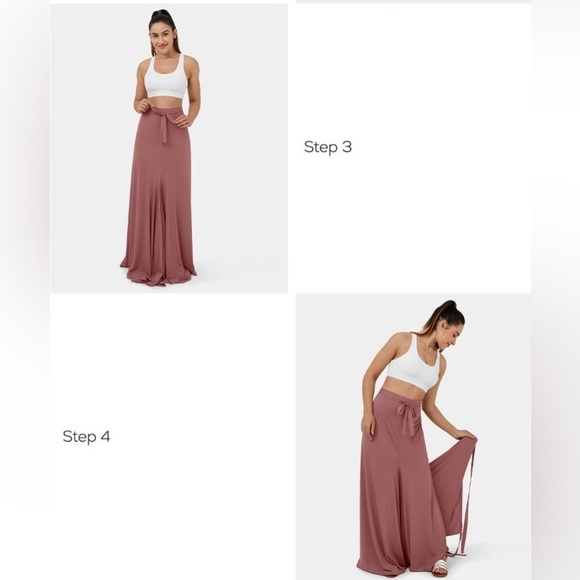 Halara High Waisted Lace Up Split Hem Palazzo Wide Leg Flowy Casual Pants - Picture 8 of 12